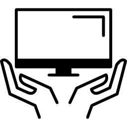 monitor en manos icono
