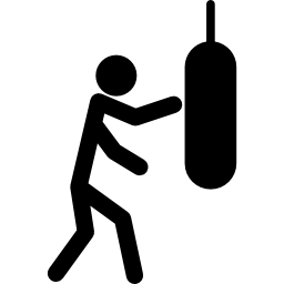 Gymnast with a hanging boxing bag icon