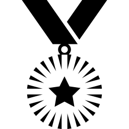 médaille avec une étoile suspendue à un ruban Icône