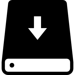 Hard drive with an arrow pointing down icon