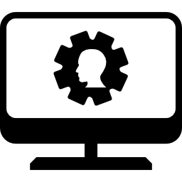 Personal data configuration symbol on a monitor screen icon