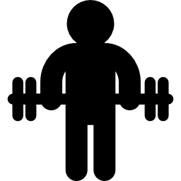 Gymnast silhouette standing with dumbbells icon