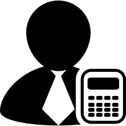 hombre de negocios con una calculadora icono