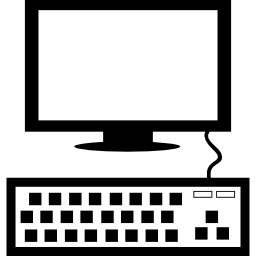 lugar de trabajo con monitor de computadora y teclado icono