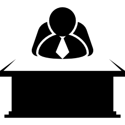 Шеф сидит за столом иконка