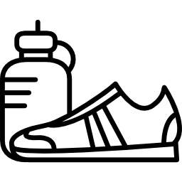 ginnasta scarpe sportive e borraccia per l'acqua icona