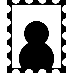 Postage stamp with person close up silhouette icon