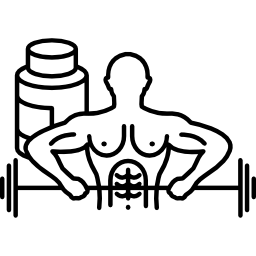 Bodybuilder carrying dumbbell icon