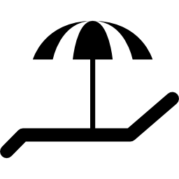 ligstoel en parasol voor de zon icoon