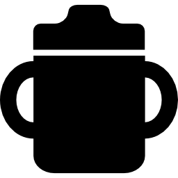 Baby drinking bottle with handle on both sides icon