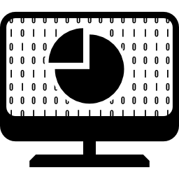 Computer screen with pie graph symbol icon