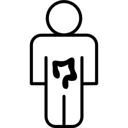 esquema de hombre con vista del intestino icono