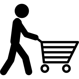 hombre empujando un carrito de compras icono