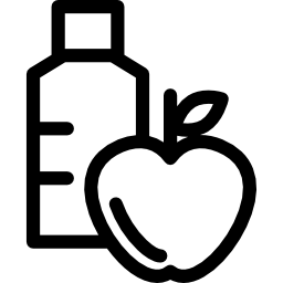 botella de agua y manzana icono