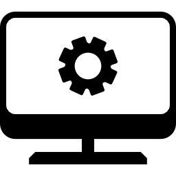 Computer screen with cogwheel variant icon
