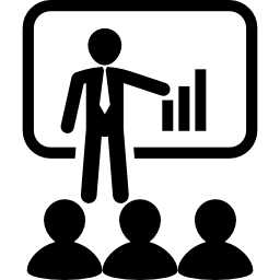 Businessman discussing a business report icon