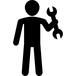 männliche silhouette, die schraubenschlüssel hält icon