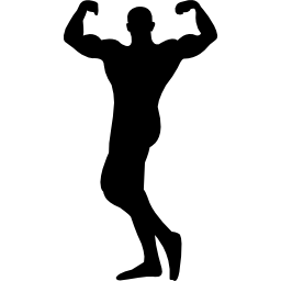 Силуэт мужского культуриста, разгибающий мышцы иконка