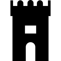 torre de la fortaleza edificio antiguo silueta de un juego de computadora icono