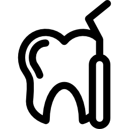 strumento dentista e contorno di un dente icona
