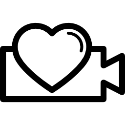 videosymbool met hartvorm icoon
