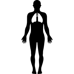 silhouette humaine en mettant l'accent sur les poumons Icône