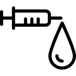Small syringe with large droplet of fluid icon
