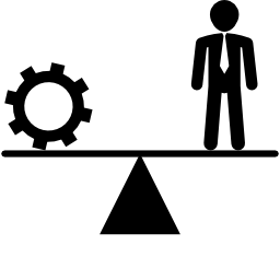 Balancing between cogwheel and businessman icon