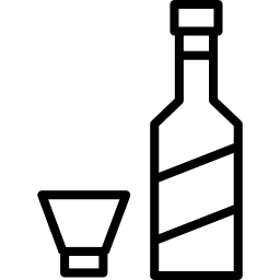 bottiglia di vino e bicchiere piccolo icona