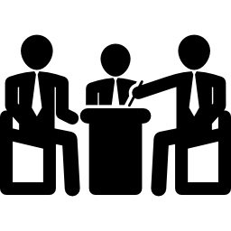 uomini d'affari che hanno una conferenza di gruppo icona