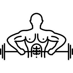 Male weightlifter outline carrying a huge dumbbell icon