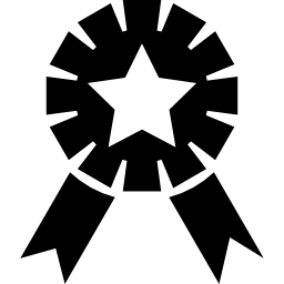 Ribbon award with star shape icon