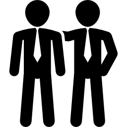 Men wearing business attire having communication icon