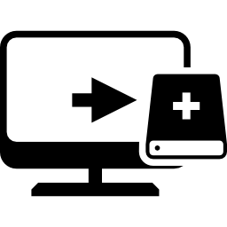 computer su unità di archiviazione esterna icona