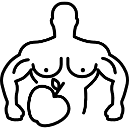 profilo muscolare maschile con la mela icona