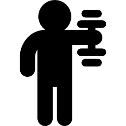männliche silhouette, die hantelvariante hält icon
