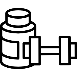 Protein shake and dumbbell icon
