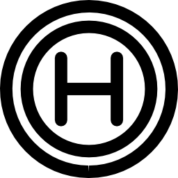 동그라미 안에 편지 h의 병원 표시 icon