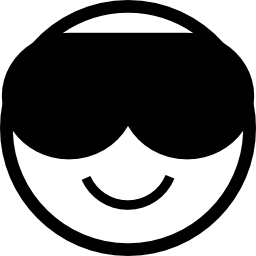어두운 선글라스로 웃는 이모티콘 멋진 얼굴 icon
