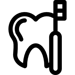 Tooth and dentist tool outlines icon