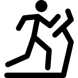 Stick man running on a treadmill icon