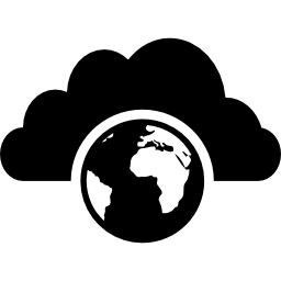 almacenamiento en la nube con imagen terrestre icono
