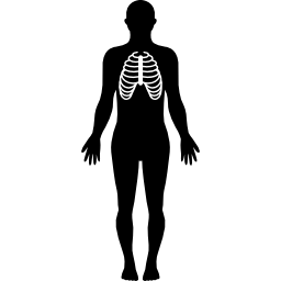 menselijk lichaamssilhouet met focus op ademhalingssysteem icoon