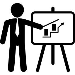 Businessman discussing a progress report icon