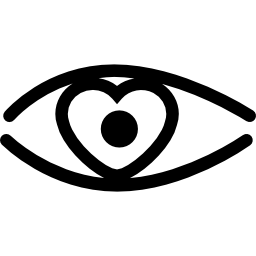 Eye outline with heart shape iris icon