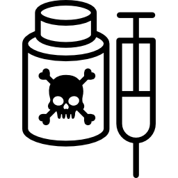 flacone chimico velenoso con siringa icona
