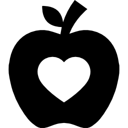 Apple silhouette with heart shape icon