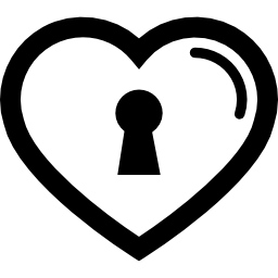 profilo a forma di cuore con serratura icona