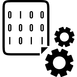 códigos binarios y ruedas dentadas icono