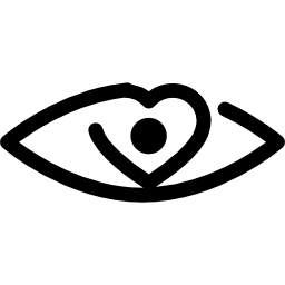 Eye outline variant with heart shaped center icon